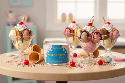 Sundae Funday double-wick candle, alternate view